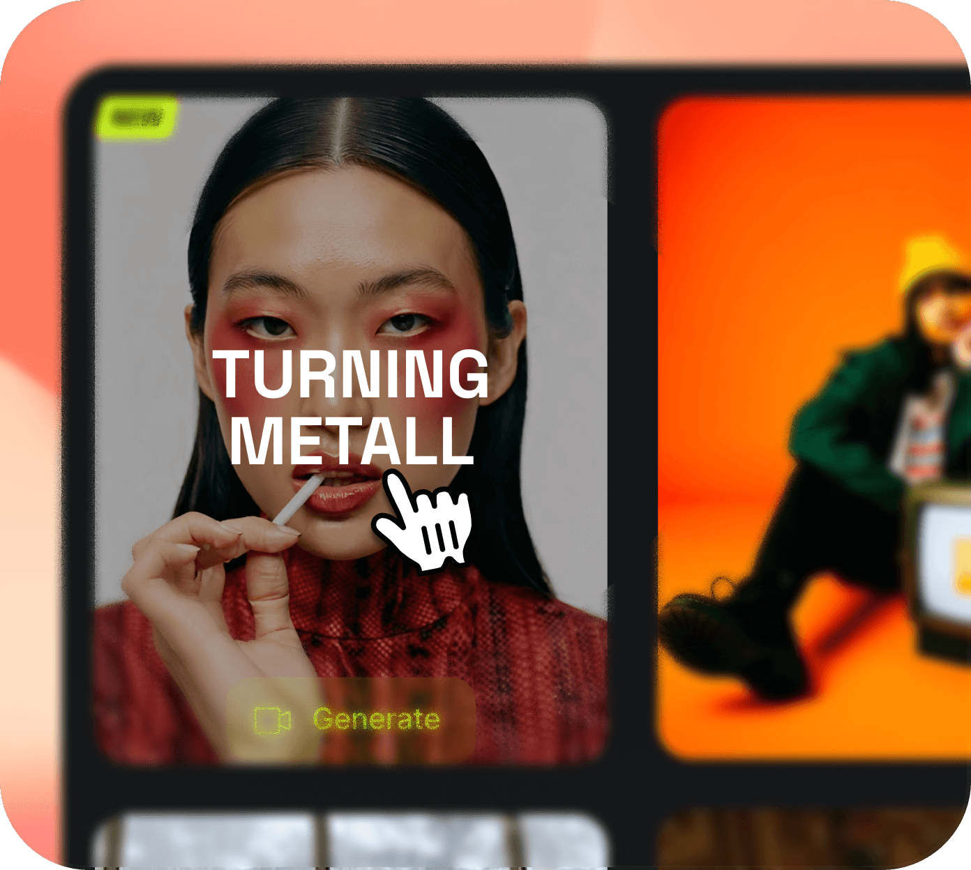 Choosing the ‘Turning Metal’ preset in Wan AI to transform a portrait into a futuristic metallic effect with one click.