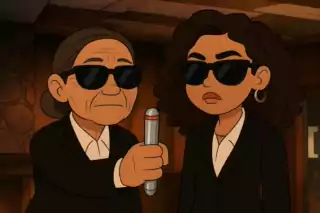 The neuralyzer pose became a pop culture symbol of secrecy and mind-wiping. With their deadpan expressions, black suits, and signature shades, this scene perfectly captures the film’s cool, comedic take on sci-fi covert ops — instantly recognizable and endlessly parodied.