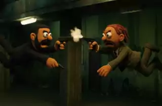 Neo and Agent Smith clash mid-air in a slow-motion shootout. This scene became iconic for its bullet-time effect and revolutionized action cinema.