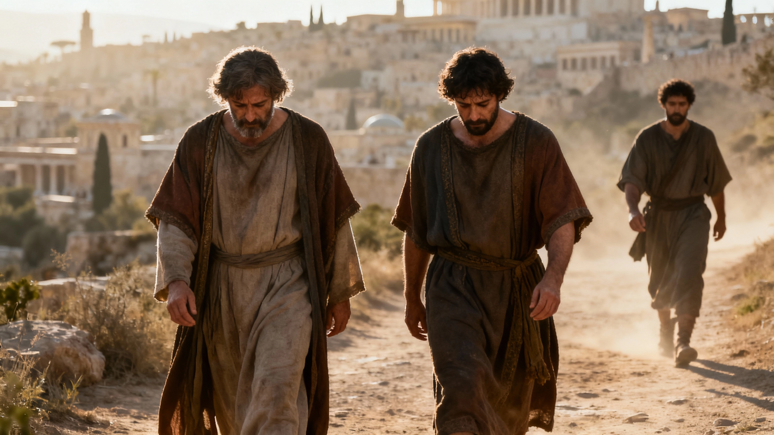 Chemin d’Emmaüs: Jésus rejoint deux disciples en route
