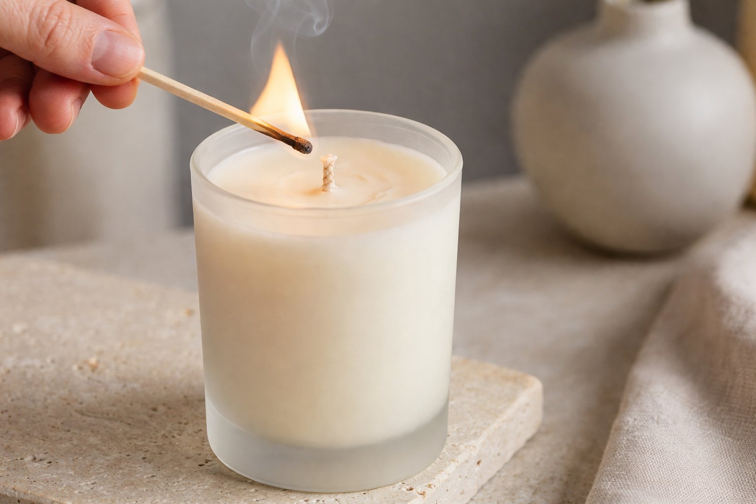 Lighting a scented candle safely