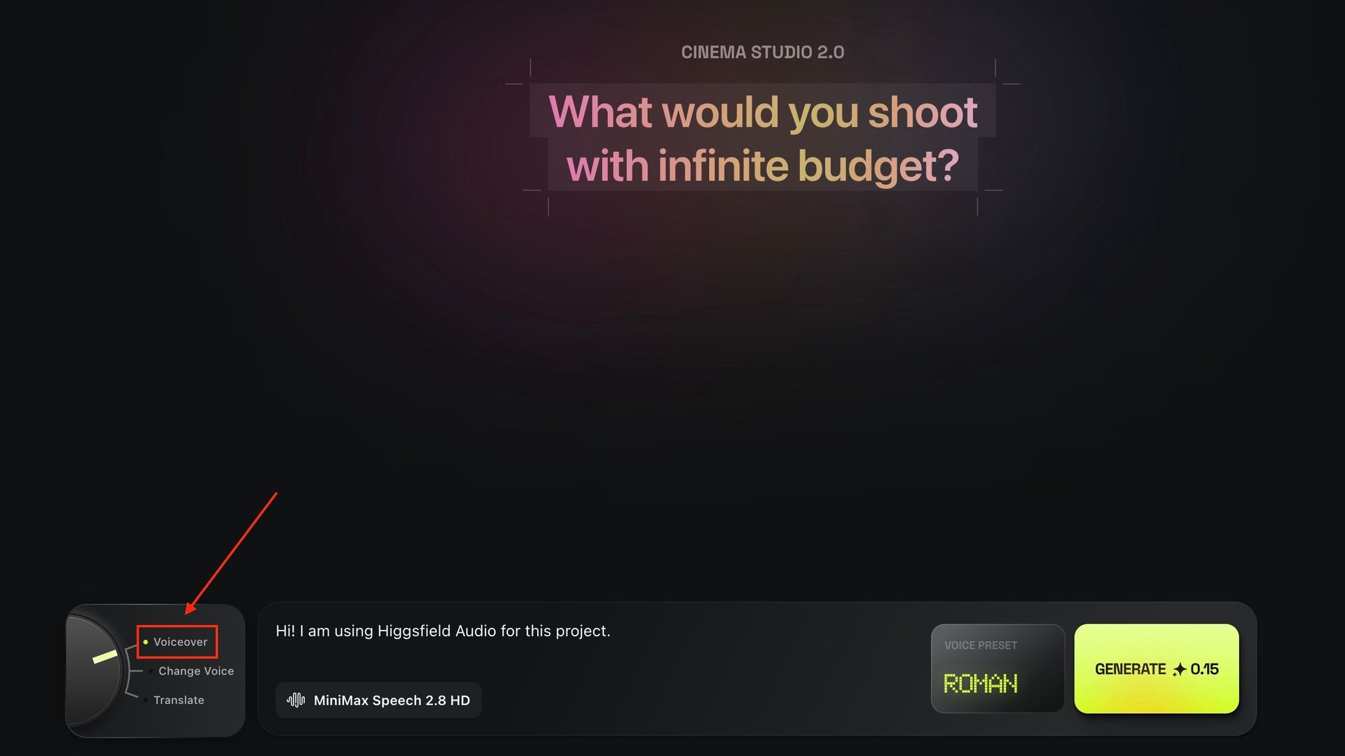 the image shows where a user can find a voiceover function