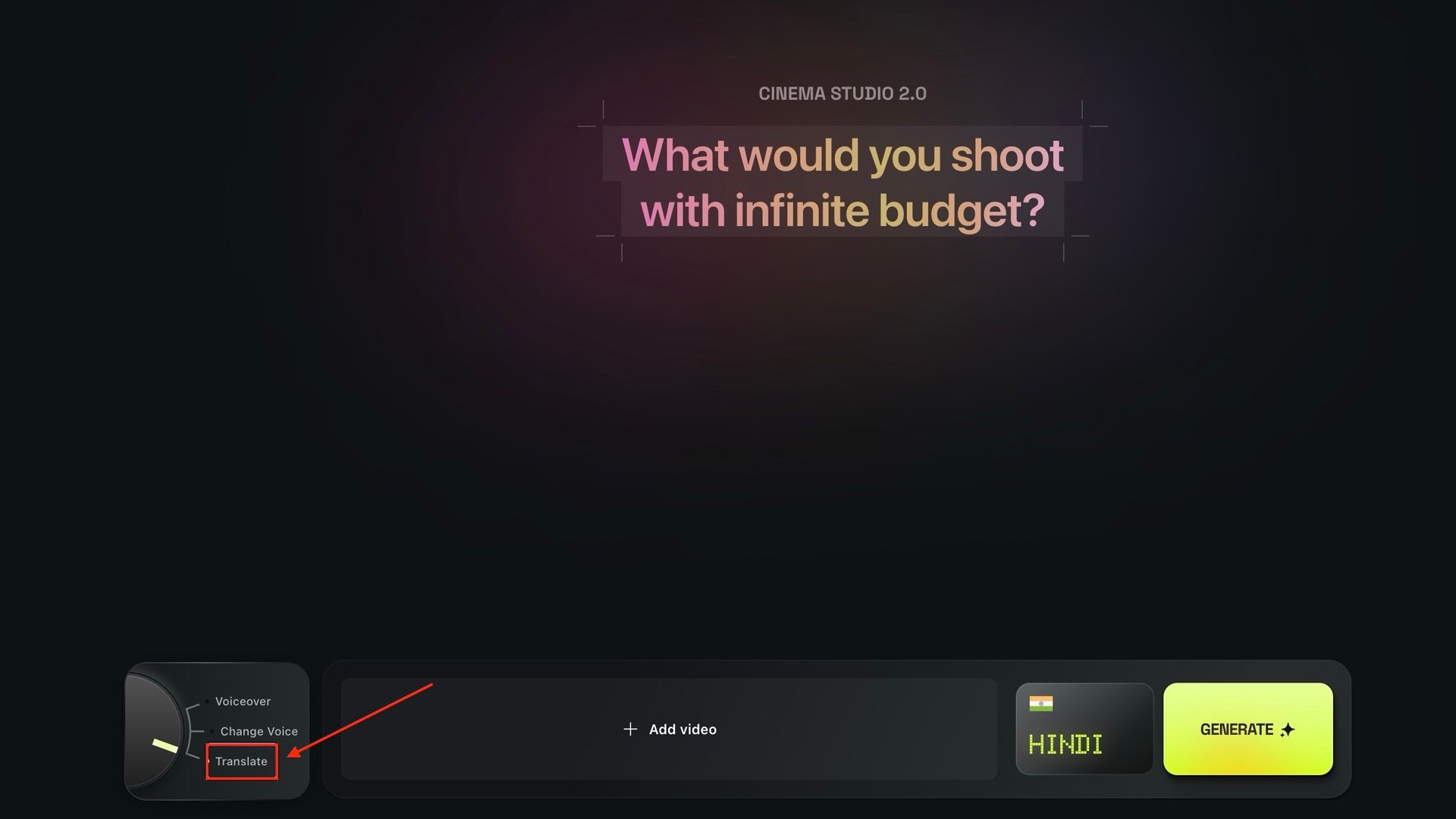 the image shows where a user can select "translate" tool