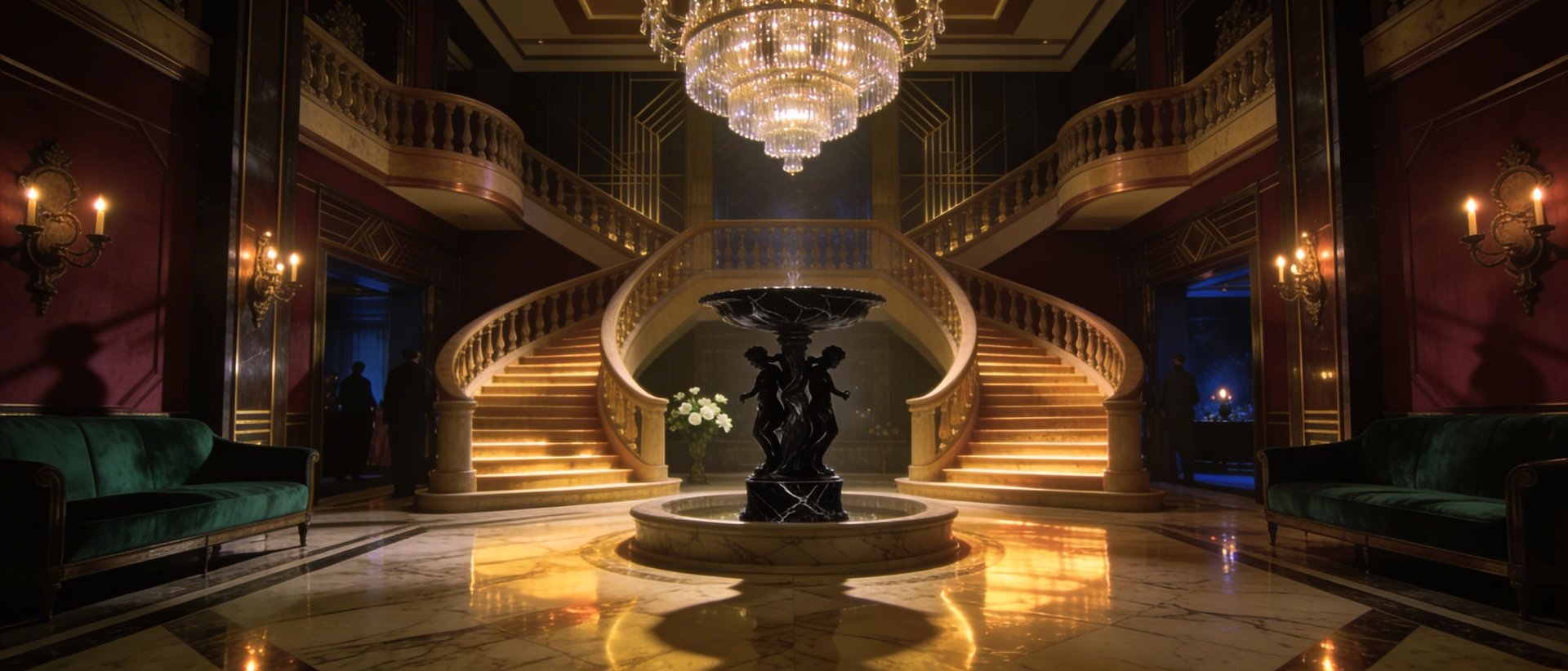 Gatsby‑style mansion lobby