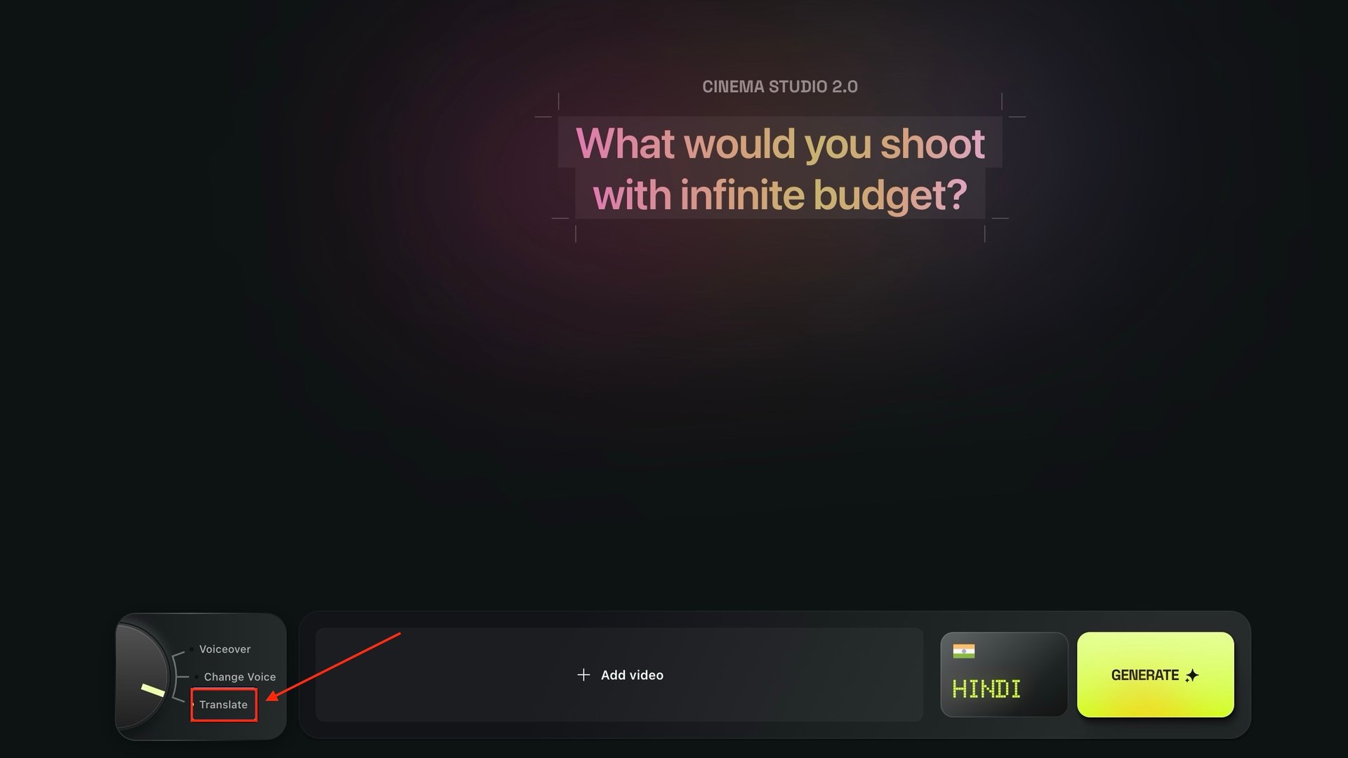 the image shows where a user can select "translate" tool