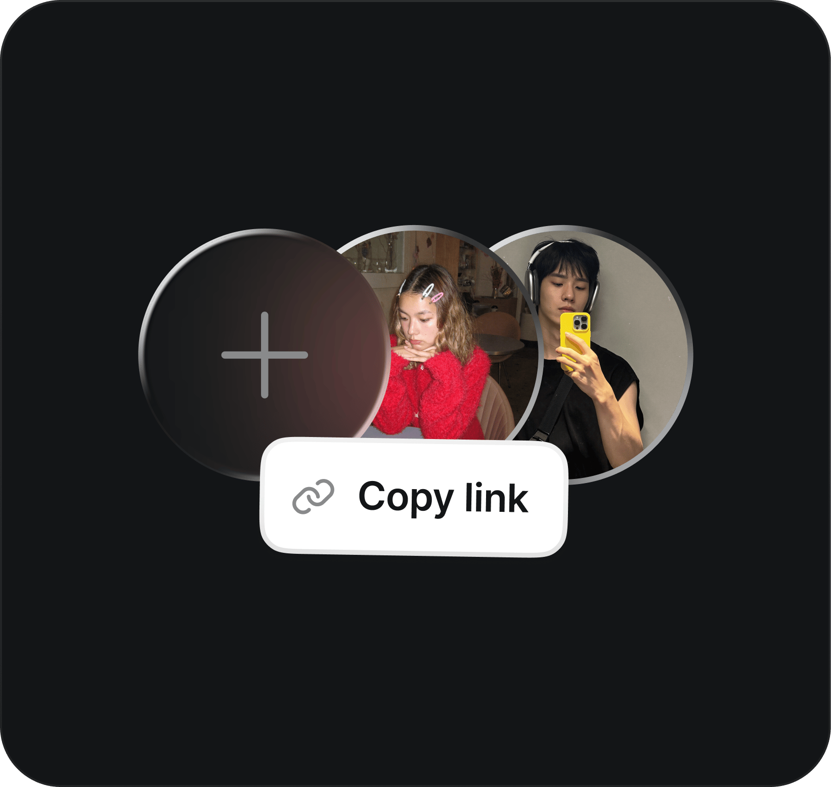 Invite teammates & generate: Add teammates by username or share an invite link. Chat and generate together