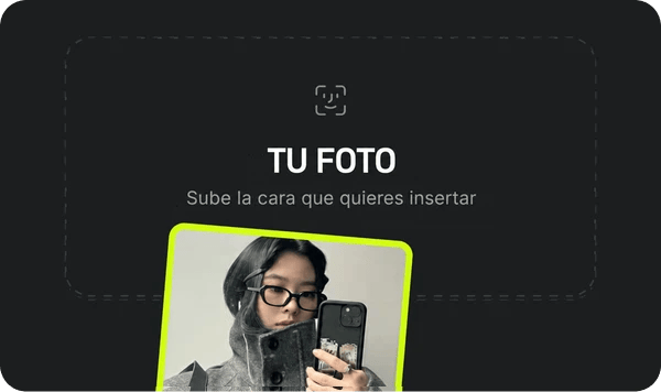 SUBE TU CARA DE ORIGEN: Selecciona una foto clara del rostro que quieres insertar.