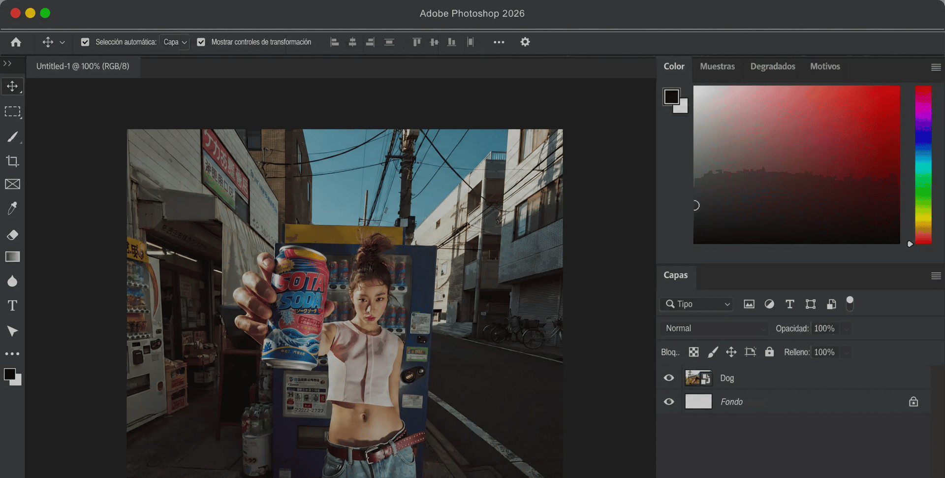 Photoshop workspace with Higgsfield tools