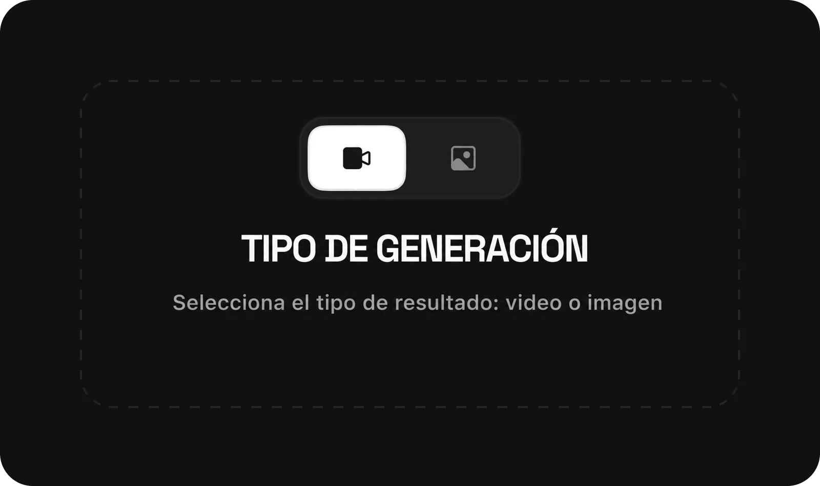 SELECCIONA EL TIPO DE GENERACIÓN: No se requieren prompts complejos. Tan solo tienes que elegir si quieres una imagen estática o un video animado