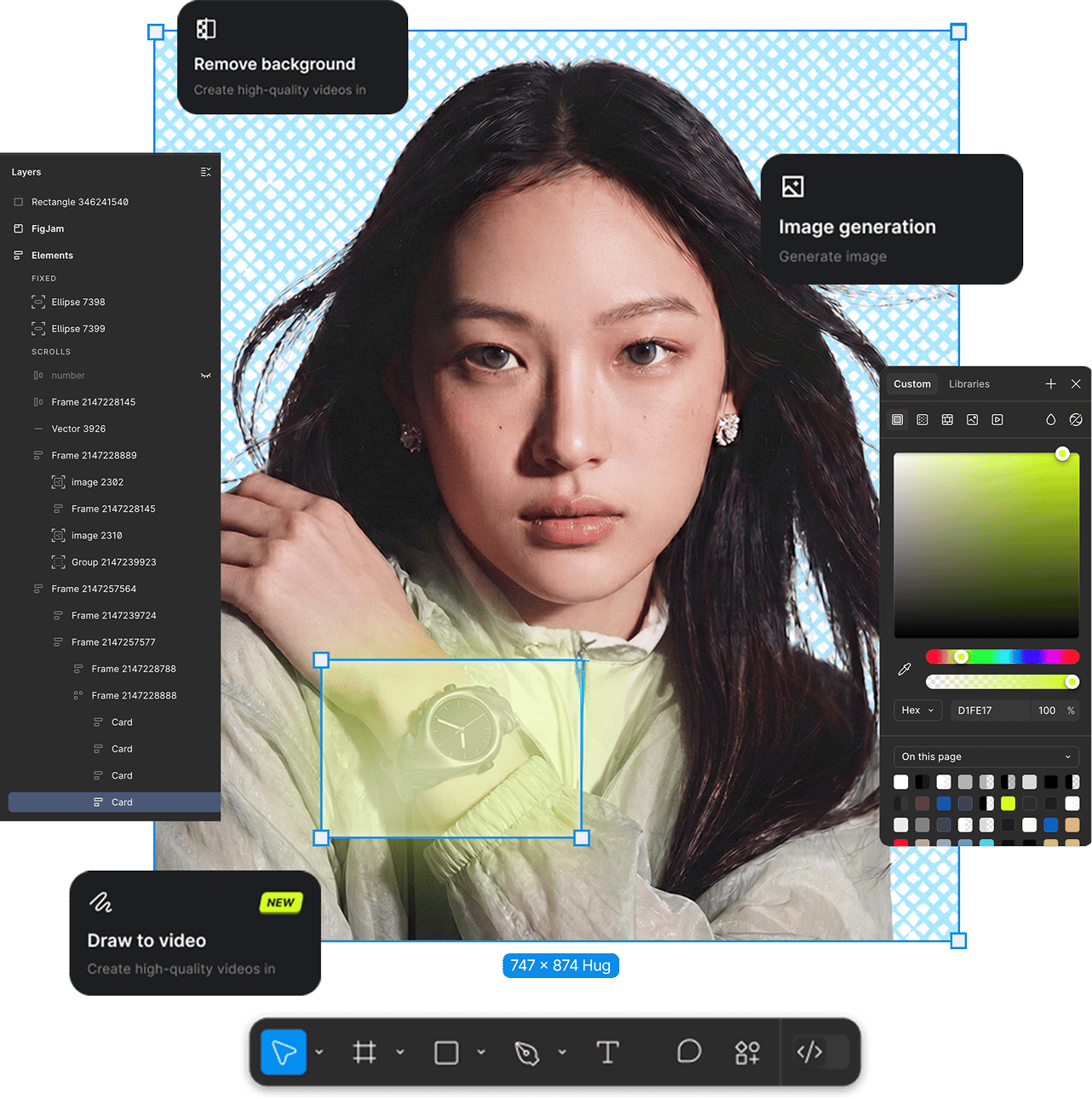 Higgsfield plugin panel inside Figma