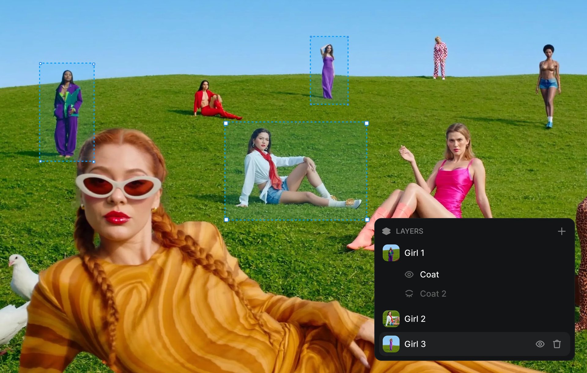 AI image editor separating a composition into editable layers