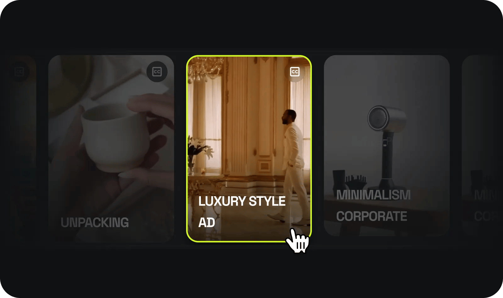 Choose Your Ad Style: Select a high-performing template from our preset library. Instantly add an engaging AI avatar, and pick a caption style that fits your campaign.