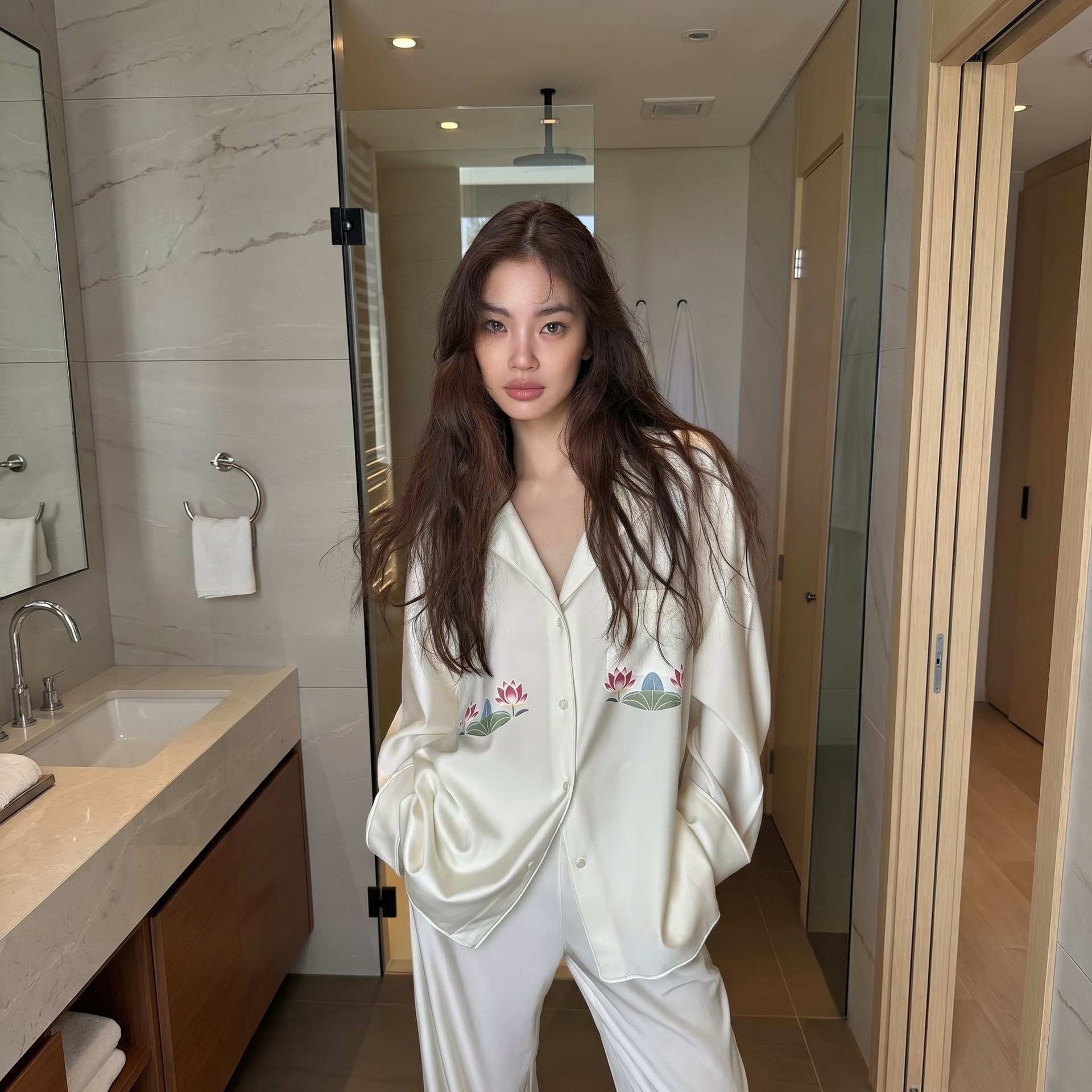 Portrait avatar of a woman in dotted pajamas