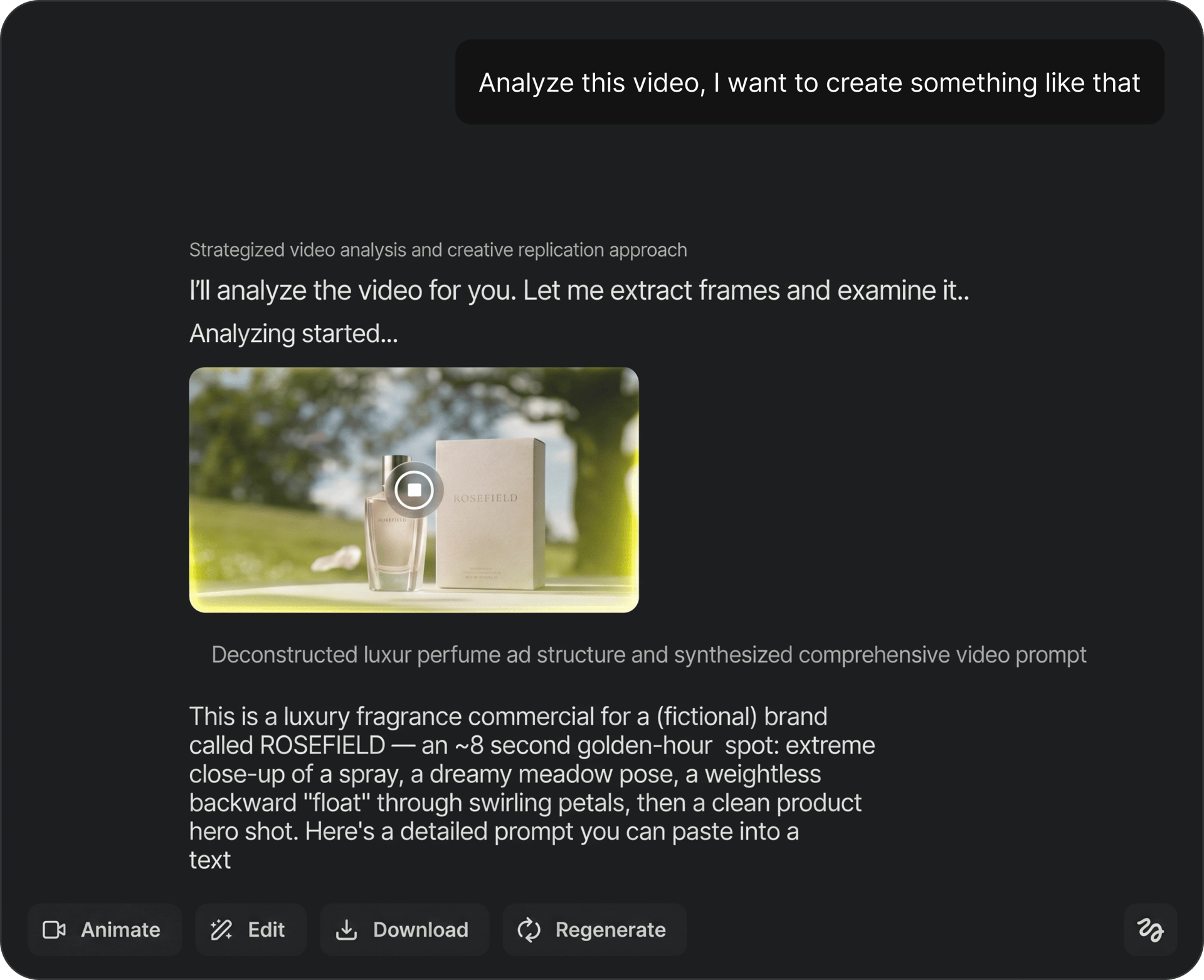 Video analyzer preview