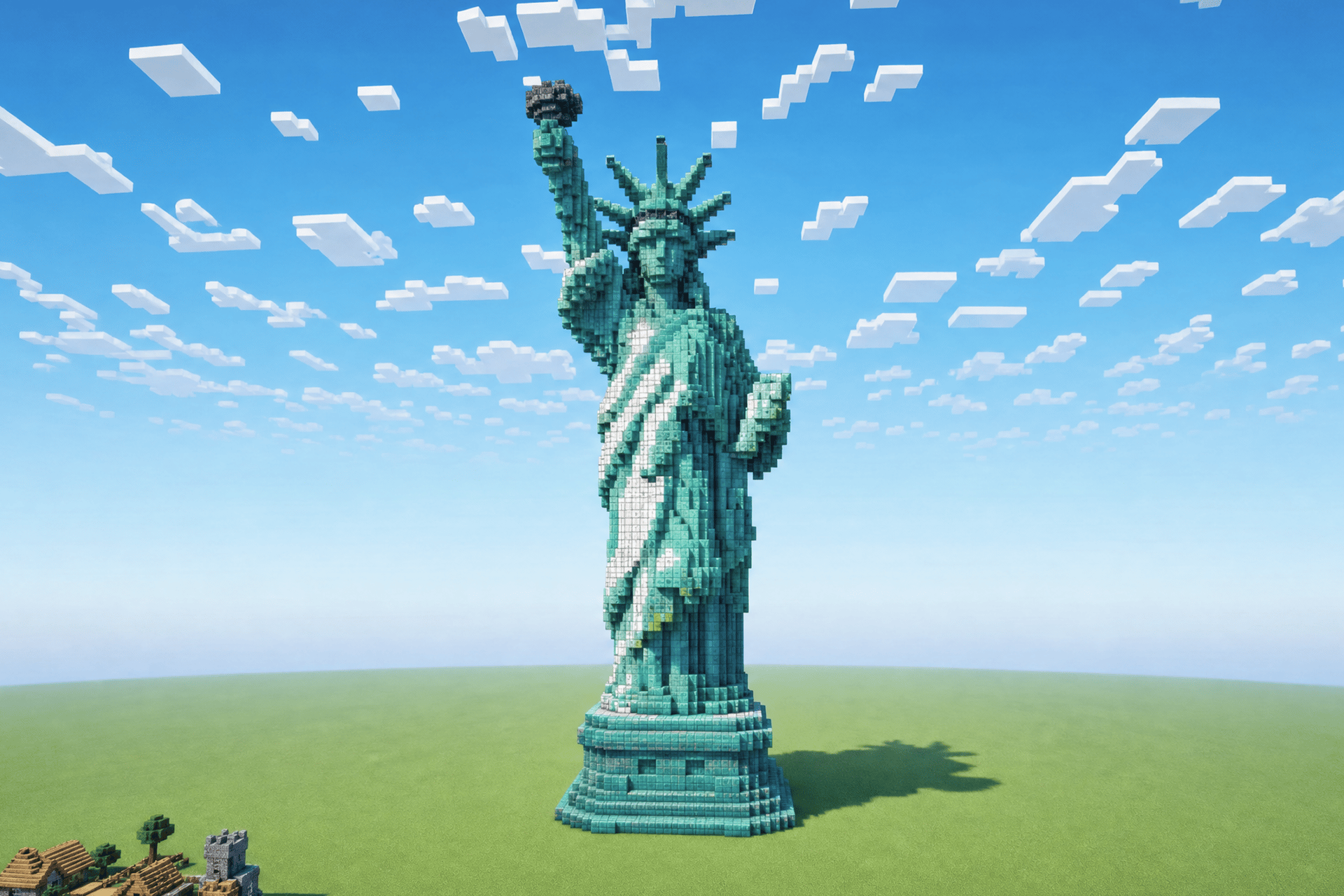 Minecraft Statue of Liberty build made with Higgscraft