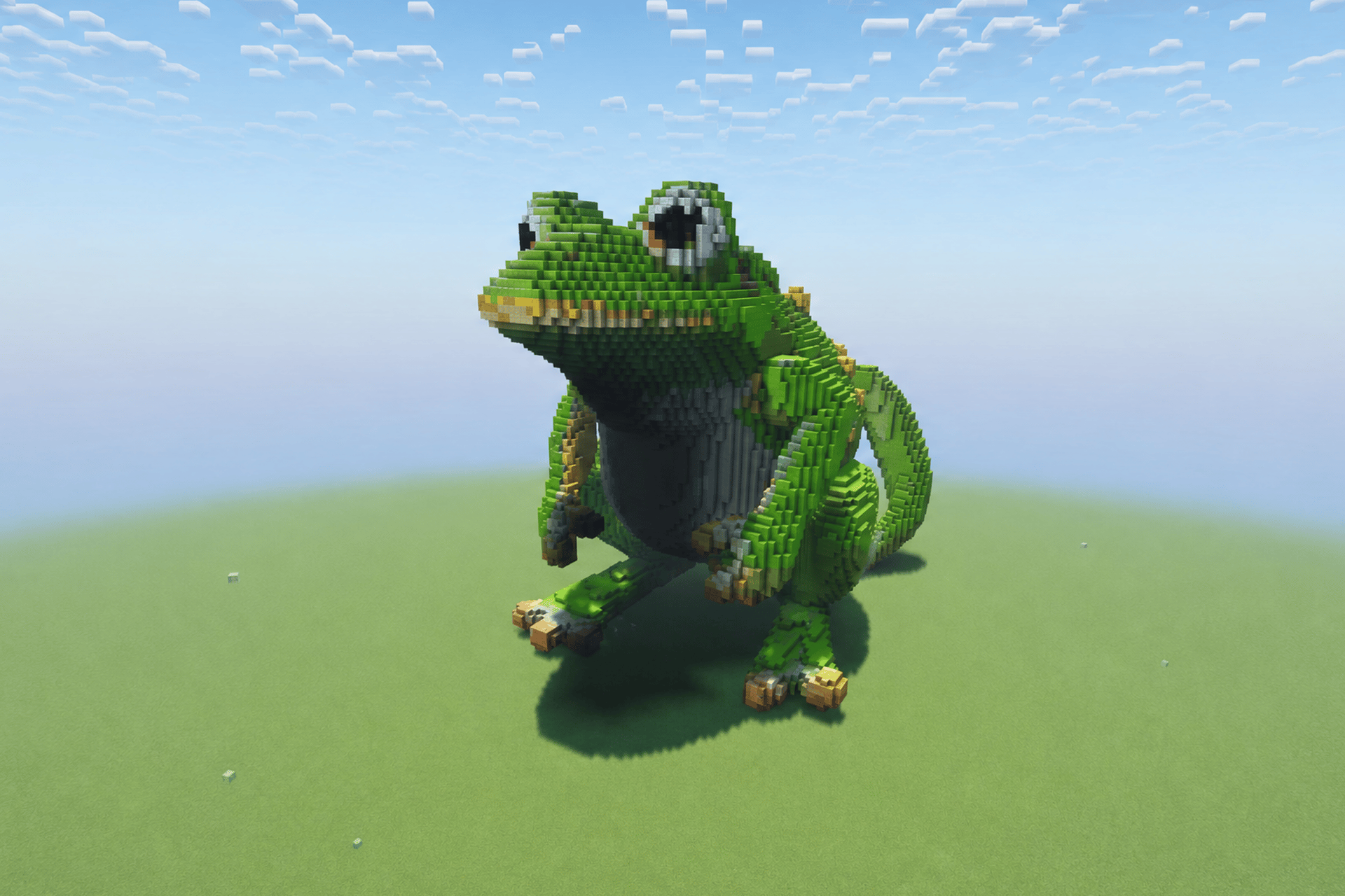 Minecraft frog build made with Higgscraft