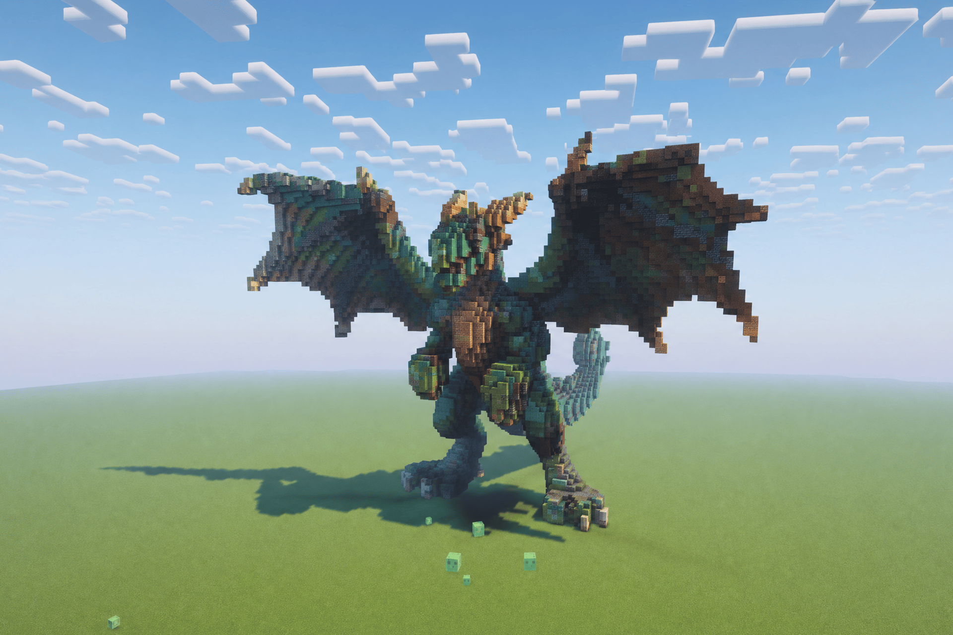 Minecraft dragon build made with Higgscraft