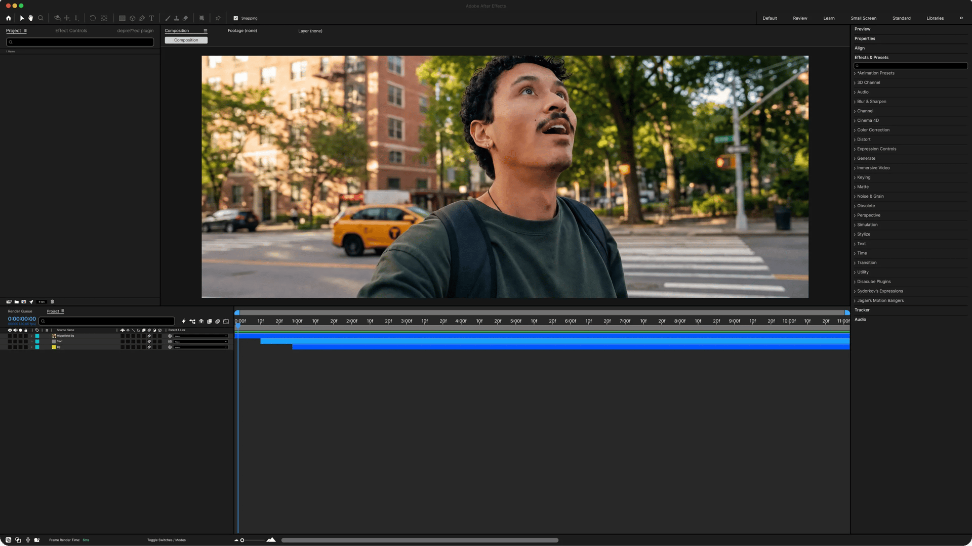 After Effects workspace with Higgsfield tools