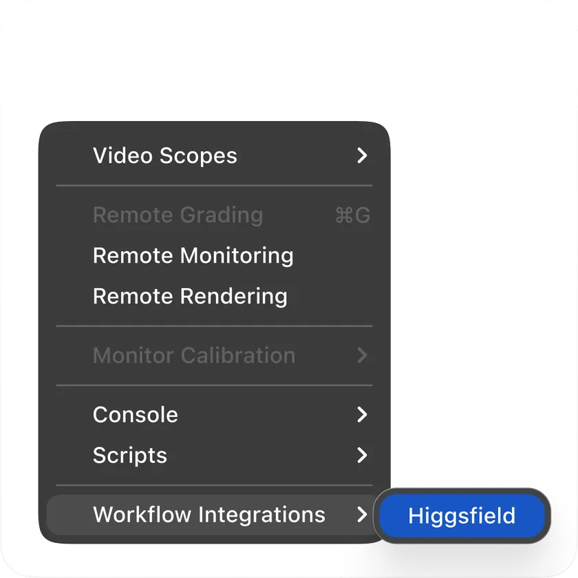Open Davinci, find Higgsfield preview