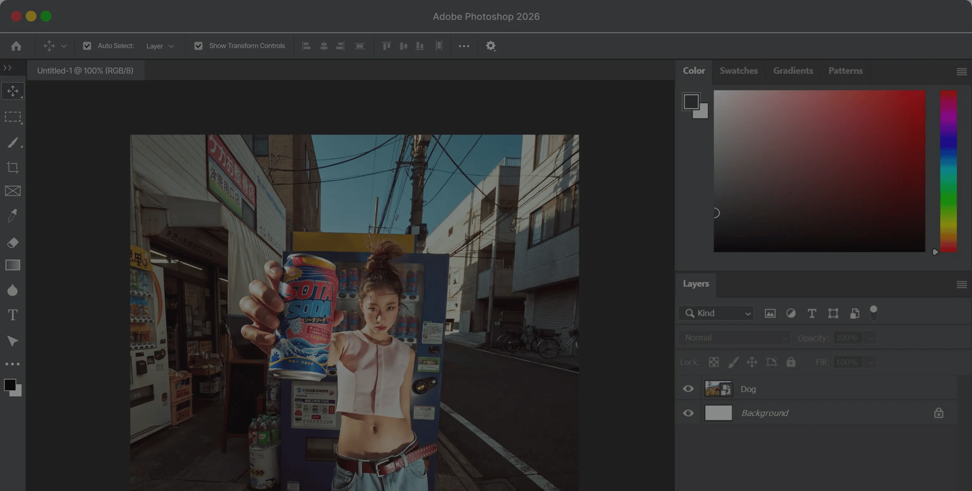 Photoshop workspace with Higgsfield tools