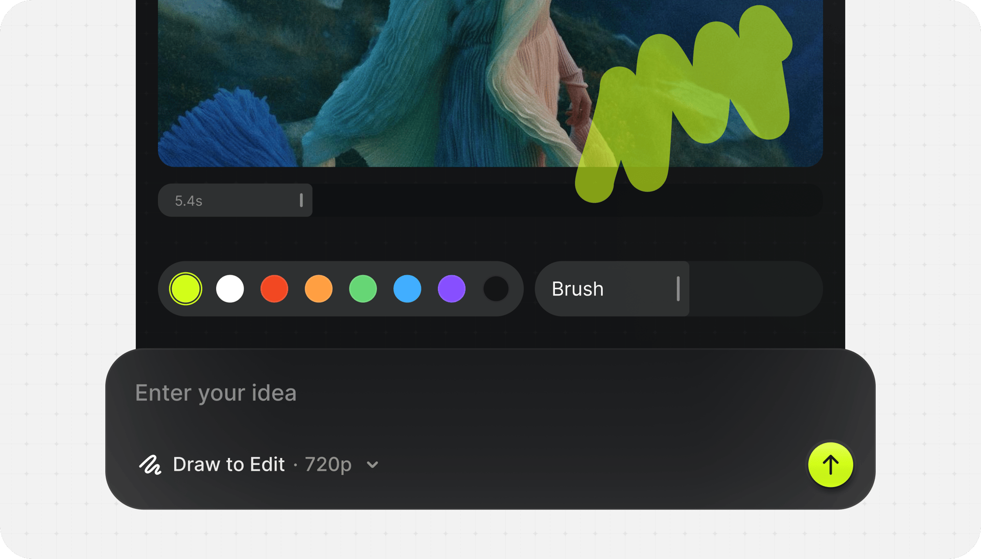 Draw to Edit interface showing brush strokes over a video frame