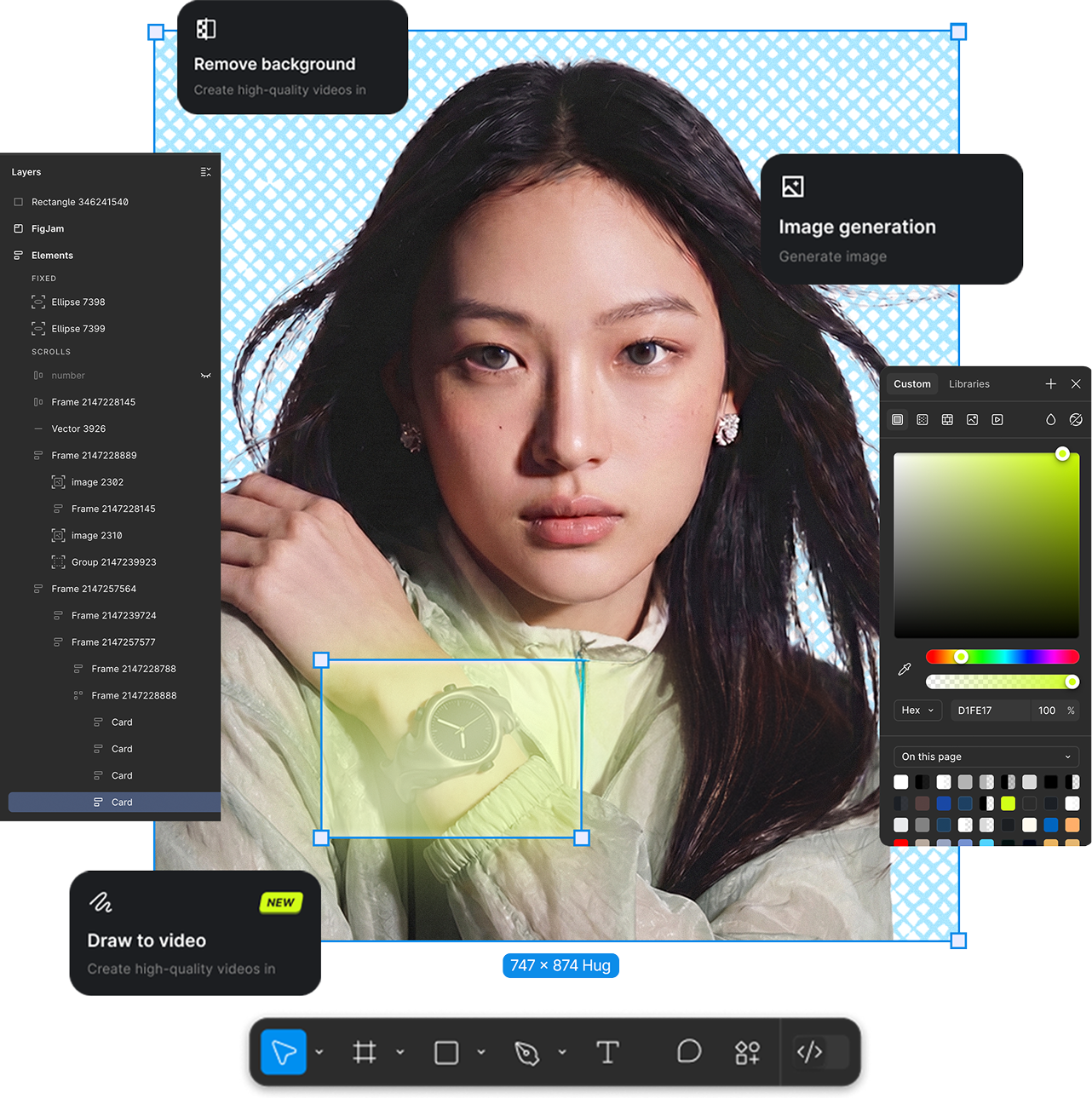 Higgsfield plugin panel inside Figma
