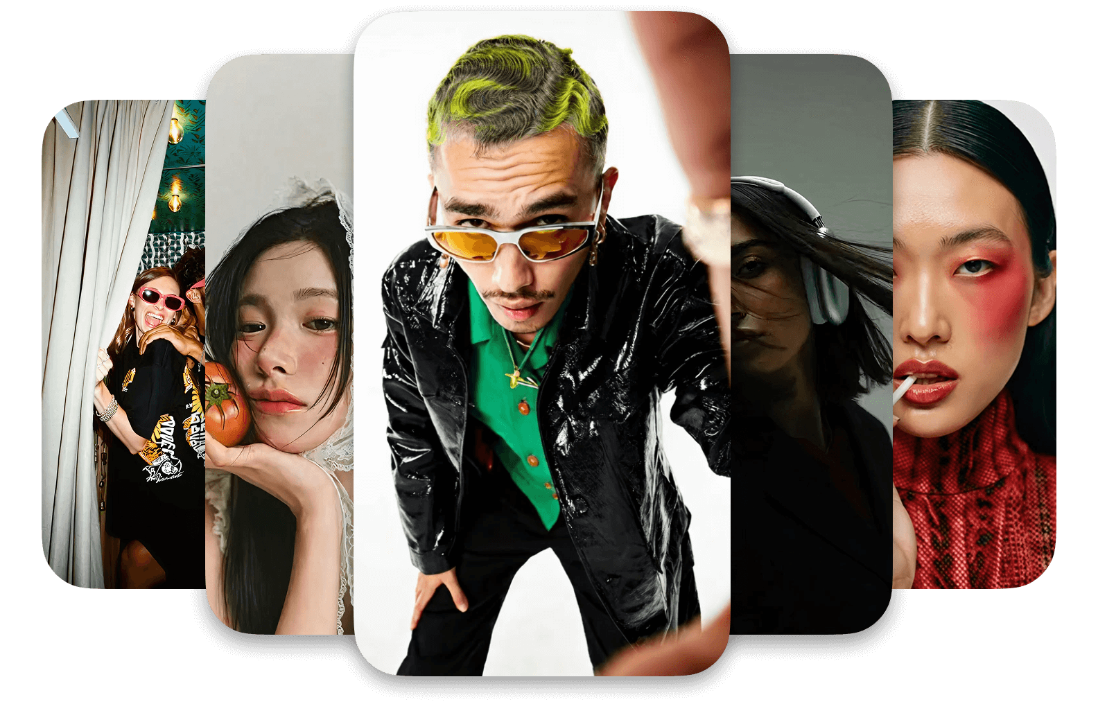 AI-generated portraits created with Wan showcasing diverse styles — from fashion photography and creative makeup to modern streetwear and expressive editorial aesthetics